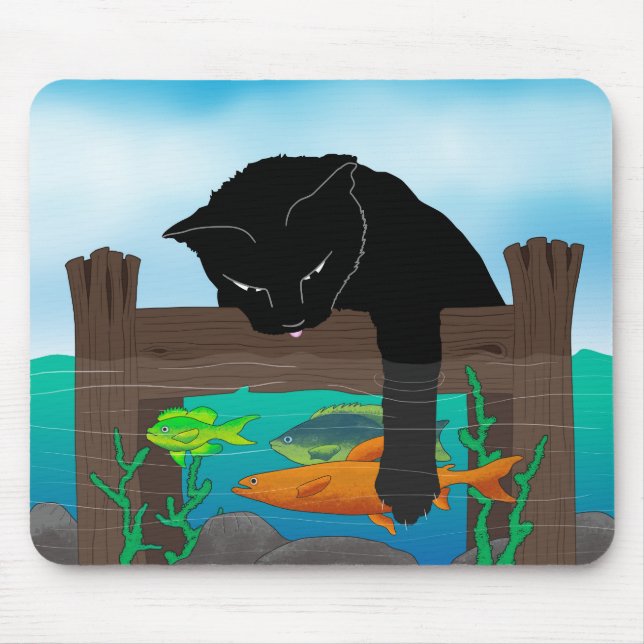 Mousepad Pesca de gato preto (Frente)