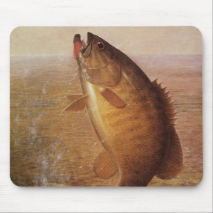 Mousepad Pesca Desportiva Vintage, Peixe-Baixo-Marrom