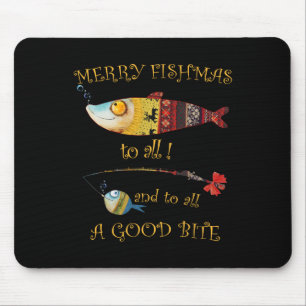 Mousepad Pescador de Natal Feliz Fishmas a Todos os Pescado