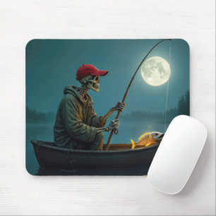 Mousepad Pescador Esqueleto em um Barco a Remo