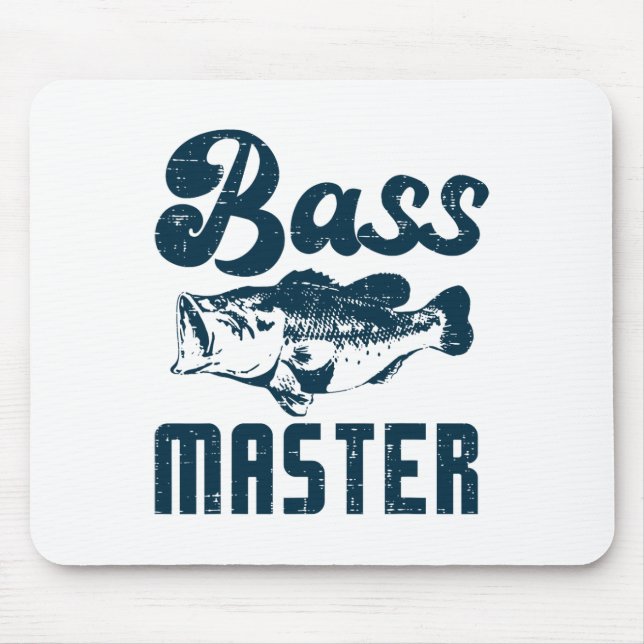 Mousepad Pescador Mestre Engraçado de Boca Grande Homens Mu (Frente)
