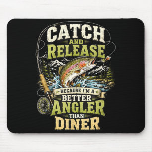 Mousepad Pescaria engraçada de captura e liberação de truta