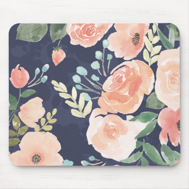 Mousepad Pêssego de florescência do prazer | & rosas & (Frente)