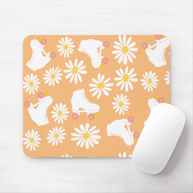 Mousepad Pêssego do Padrão de Páscoa do Cilindro de Skates  (Com mouse)