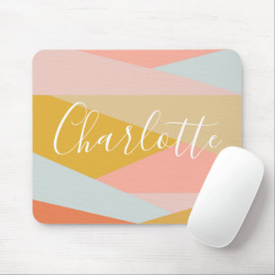 Mousepad Pêssego Personalizado de Bloco Geométrico Modern