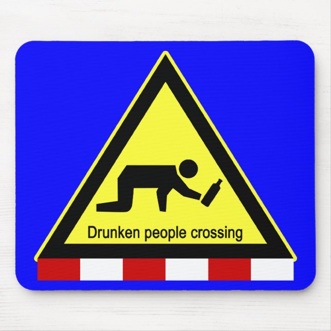Mousepad Pessoas bêbadas atravessando ⚠ Sinal Tailandês ⚠ (Frente)