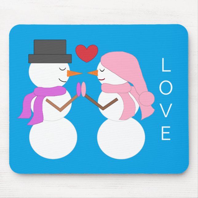 Mousepad Pessoas do Amor e Neve: Azul-verde (Frente)