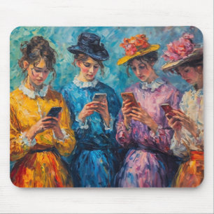 Mousepad pessoas do século 19 usando smartphones