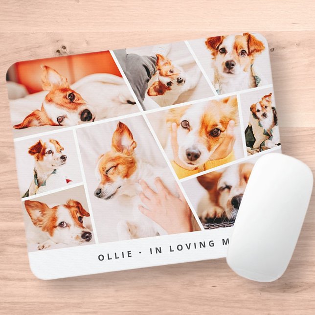 Mousepad Pet Memorial Modern Simple Chic 9 Collage (Criador carregado)
