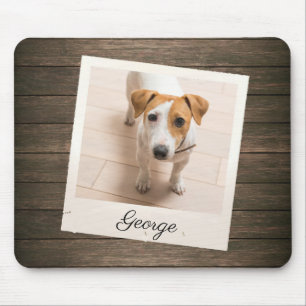 Mousepad Pet Photo Frame Rustic Wood Personalizado