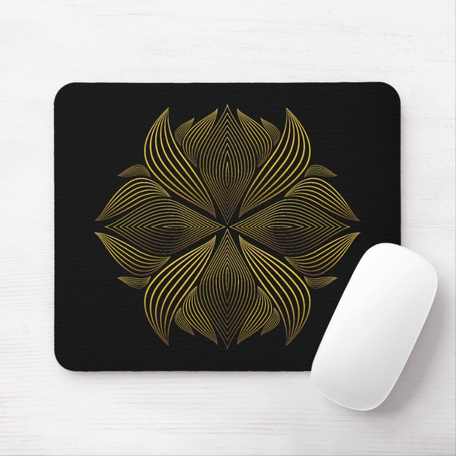 Mousepad pétala da flor da linha ouro (Com mouse)
