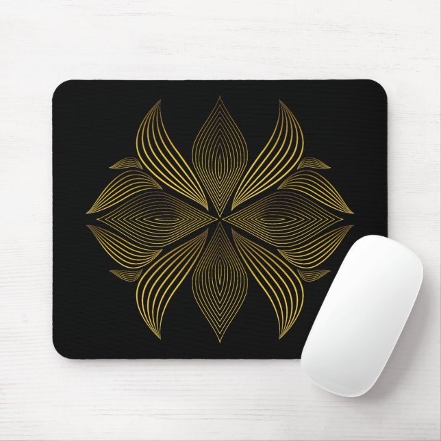 Mousepad pétala da flor da linha ouro (Com mouse)