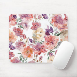 Mousepad Pétalas de Pêssego Flores em Aquarela Botânica Flo