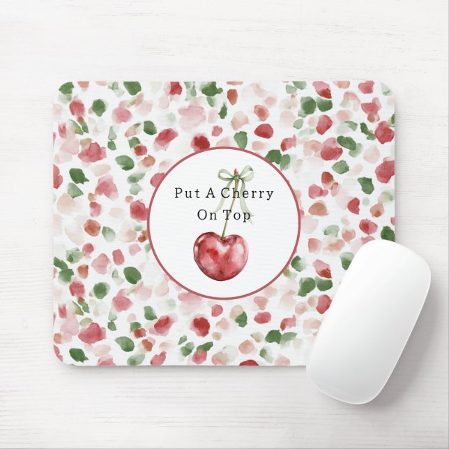 Mousepad Pétalas Vermelhas Cereja Maçã Verde (Com mouse)