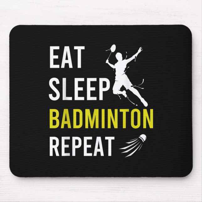 Mousepad Peteca de Badminton Comer Dormir Repetir Treinador (Frente)