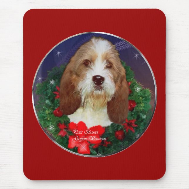 Mousepad Petit Basset Griffon Vendeen presentes de Natal (Frente)