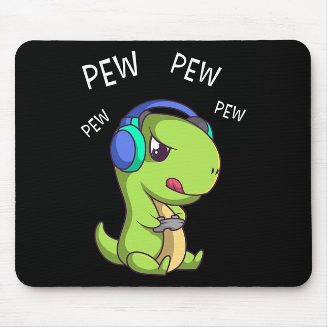 Mousepad Pew Pew Pew Cute T-rex Dinosaur Video Gamer Gaming (Frente)