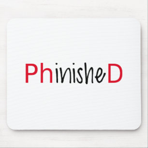 Mousepad Phinished, arte da palavra, design de texto para o