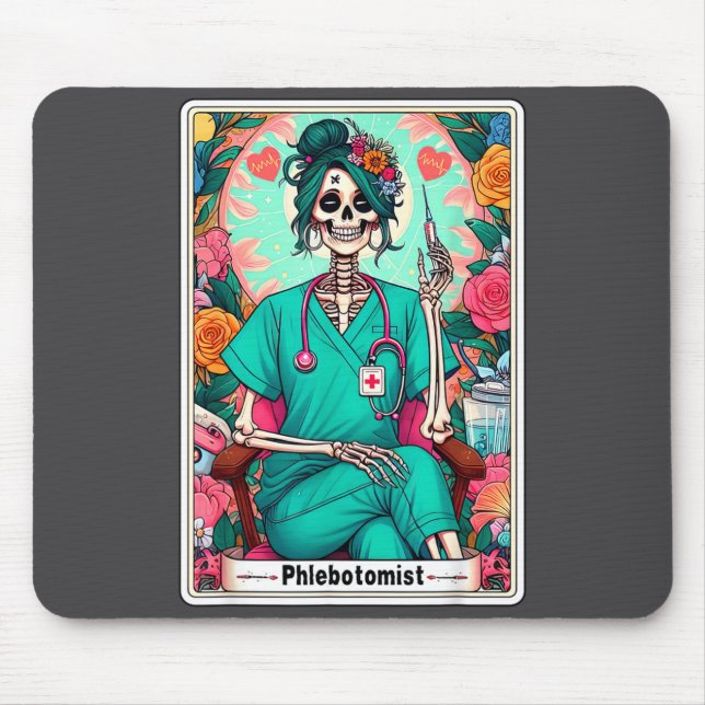 Mousepad Phlebotomist Tarot Card Skeleton Phlebotomy Tech P (Frente)