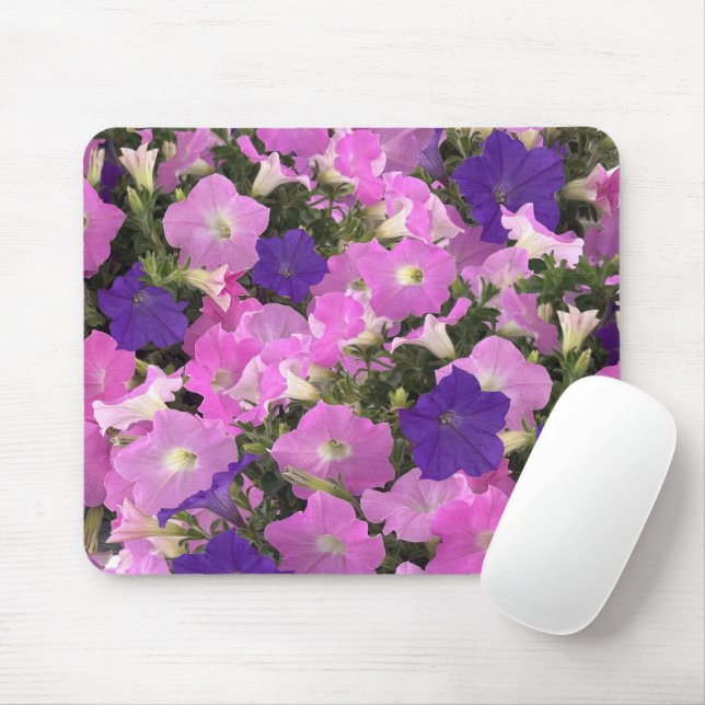 Mousepad Photo Image Of Morning Glory Pink & Purple Flowers (Com mouse)