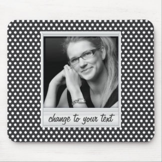 Mousepad photoframe no polkadot branco & preto