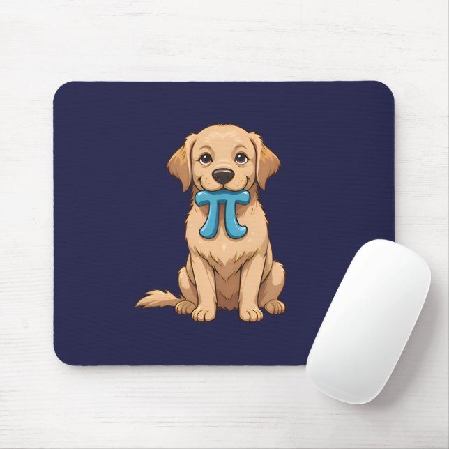 Mousepad Pi Day Dog Com Símbolo Pi | Feliz Dia Pi (Com mouse)