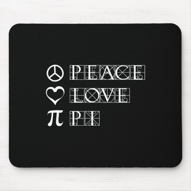 Mousepad Pi Day Peace Love Math Geometry Trigonometria (Frente)
