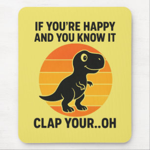 Mousepad Piada do T Rex Bate Palmas Ó Retro Dinosaur