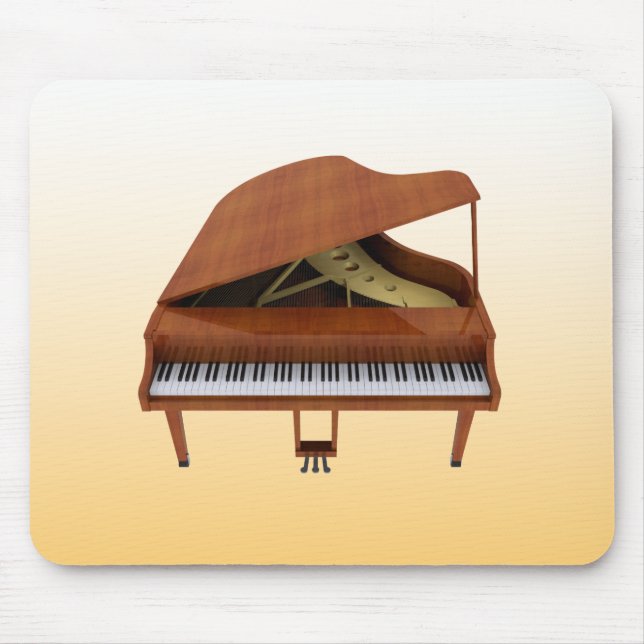 Mousepad Piano de Cauda: Acabamento em Madeira: Modelo 3D:  (Frente)