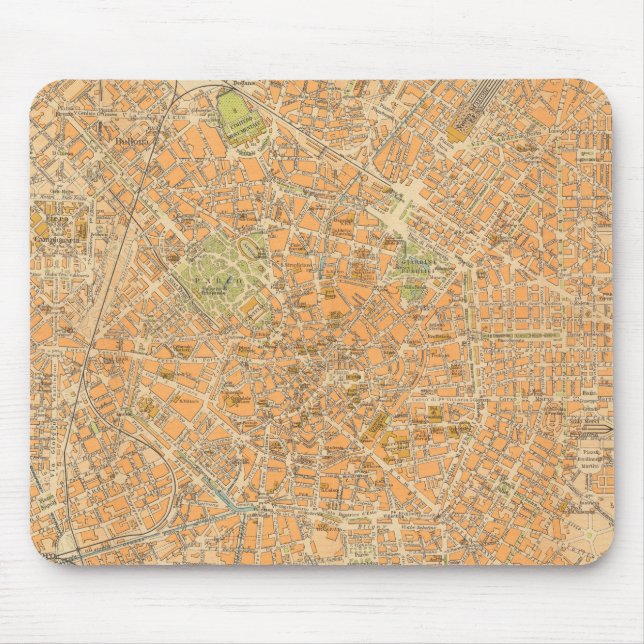 Mousepad Pianta di Milano - Mapa de Milão, Itália (Frente)
