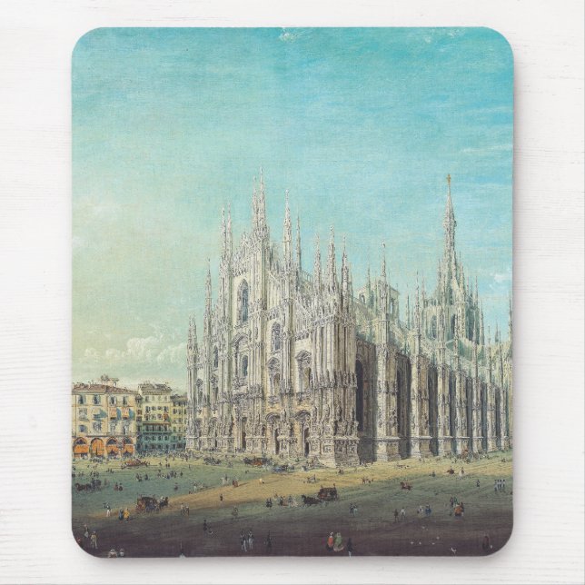 Mousepad Piazza del Duomo em Milão, por Carlo Bossoli (Frente)