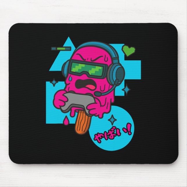 Mousepad Picolé de Jogador com Raiva de Pixel Divertido Der (Frente)
