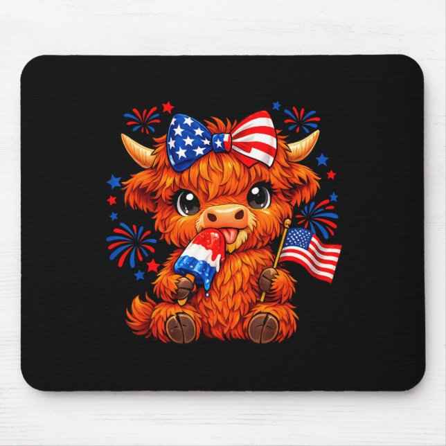 Mousepad Picolé De Vaca Da Terras Altas Com Corte Patriótic (Frente)