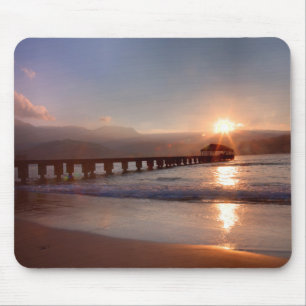 Mousepad Pier da praia ao pôr do sol, Havaí