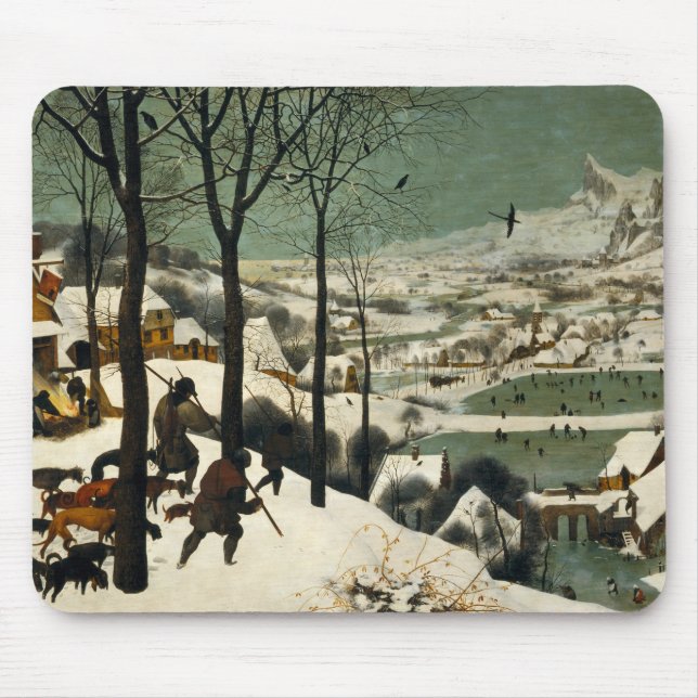 Mousepad Pieter Bruegel a pessoa idosa - caçadores na neve (Frente)