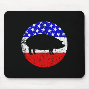 Mousepad Pig Roast Style Cookout American Flag