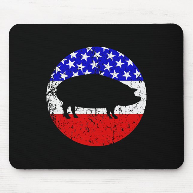 Mousepad Pig Roast Style Cookout American Flag (Frente)