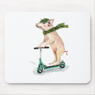 Mousepad Piggy em um patinete