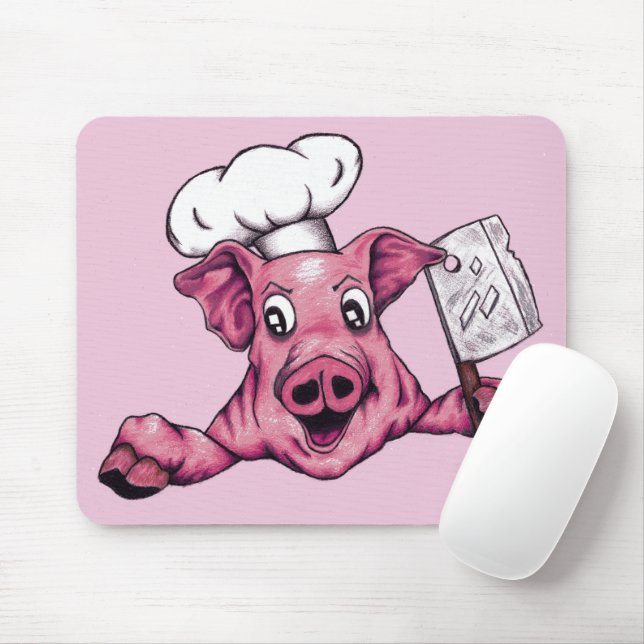 Mousepad Piggy O Cartoon Hamicidal Maniac Pig Chef Art (Com mouse)