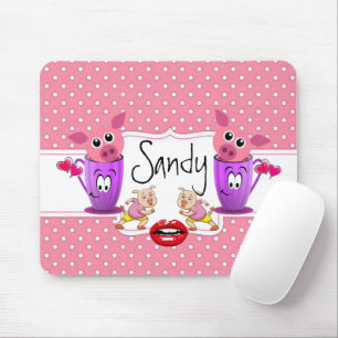 Mousepad Pigs Rosa Polkadot    HeartsMouse Pad!Pad do mouse