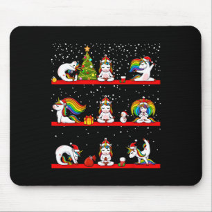 Mousepad Pijama de Natal da Pose de Yoga do Unicórnio Engra