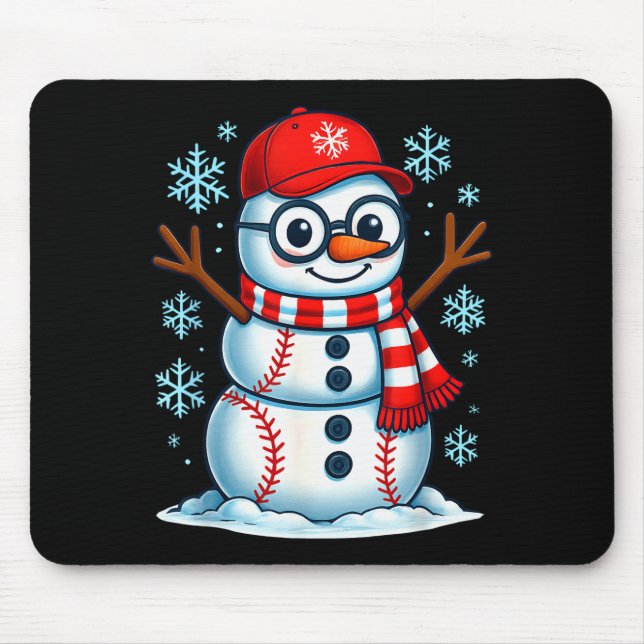 Mousepad Pijamas de Natal de Beisebol Boneco de Neve Mulher (Frente)