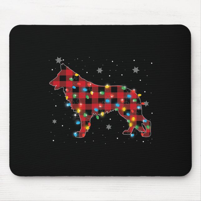 Mousepad Pijamas Red Xadrez Cachorros German shepherd Curso (Frente)