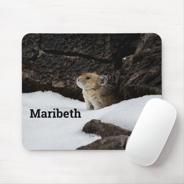 Mousepad Pika na neve com seu nome (Com mouse)