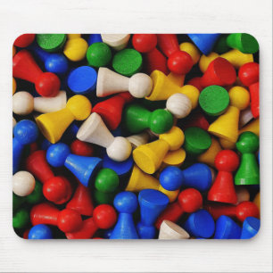 Mousepad Pilha Colorida de Peças de Jogo de Madeira
