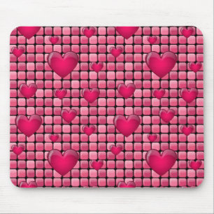 Mousepad Pilha cor-de-rosa com corações