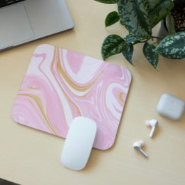 Mousepad Pilha de espiral rosa e Dourada - Insp. de escritó