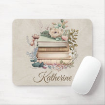 Pilha de Livros Boho Elegante Nome Floral