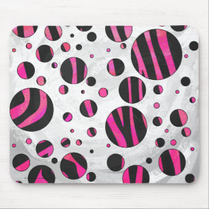 Mousepad Piloka Dot Zebra Preta e Rosa Quente
