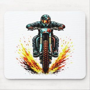 Mousepad Piloto de Motocross com Trilha de Fogo Extremo